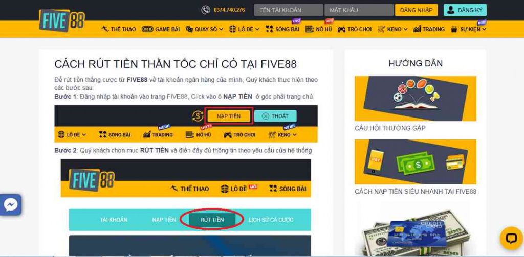 Giao diện tại Five88 vô cùng bắt mắt người dùng