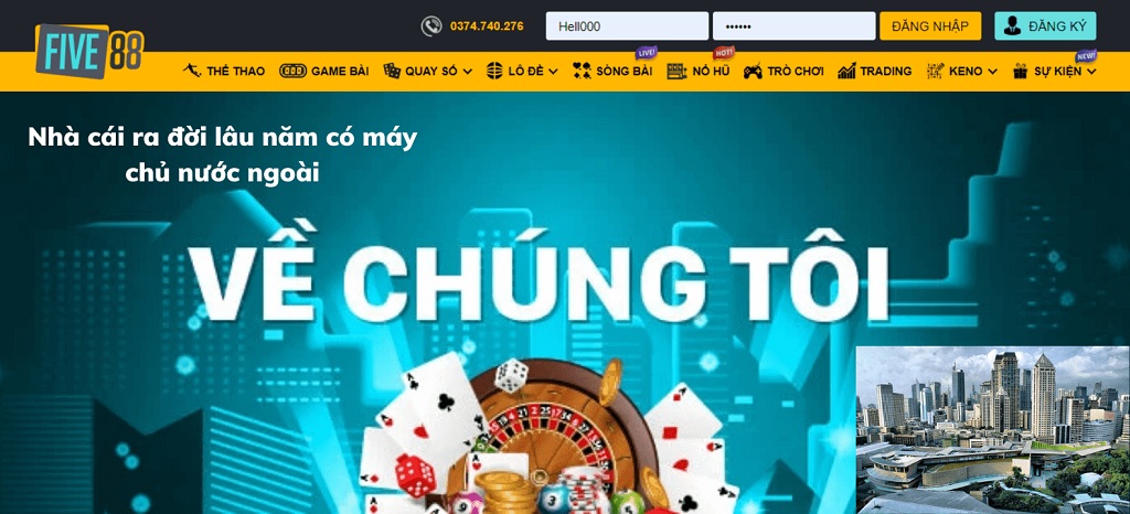 Giao diện trang chủ được nhà cái Five88 đầu tư chỉn chu